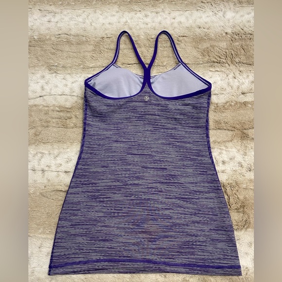 Lululemon Power Y Tank Micro Stripe Purple & White Size 6 - Picture 6 of 10